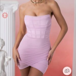 Oh Polly BANDEAU WRAP MINI DRESS IN PINK SIZE 2